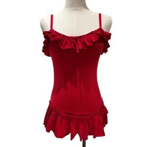 Betsey Johnson Red Ruffle  Tank Top NWT